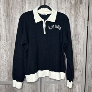 Lorod Half Zip Sweater Top Cotton Black and White Made in Japan Size M
